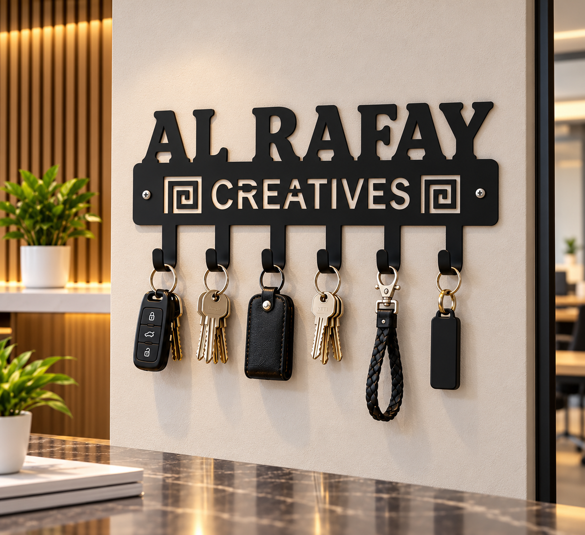 Personalized Metal Key Holder – Custom Name, Company Logo & Shop Wall Organizer