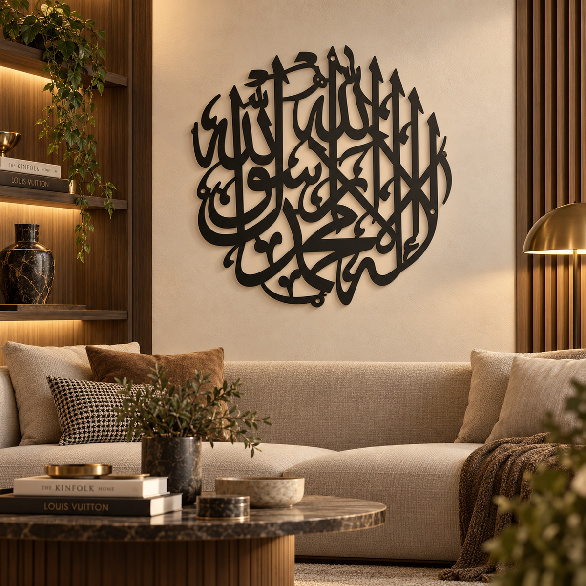 Premium Kalma Islamic Metal Wall Art – Matte Black Arabic Calligraphy Décor
