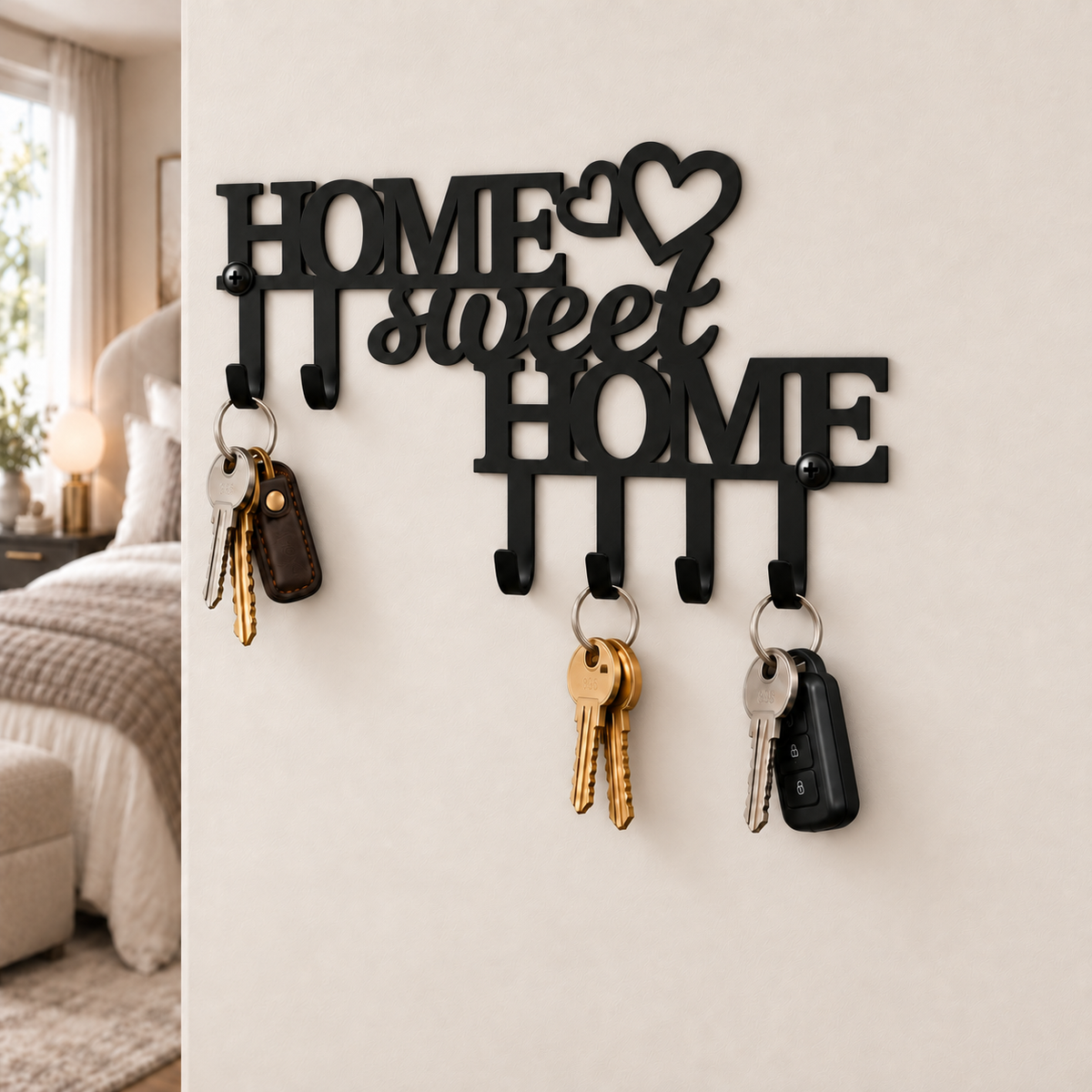 Mega Offer: Set of 5 Premium Metal Key Holders – Matte Black Wall Organizer (Select Any 5)