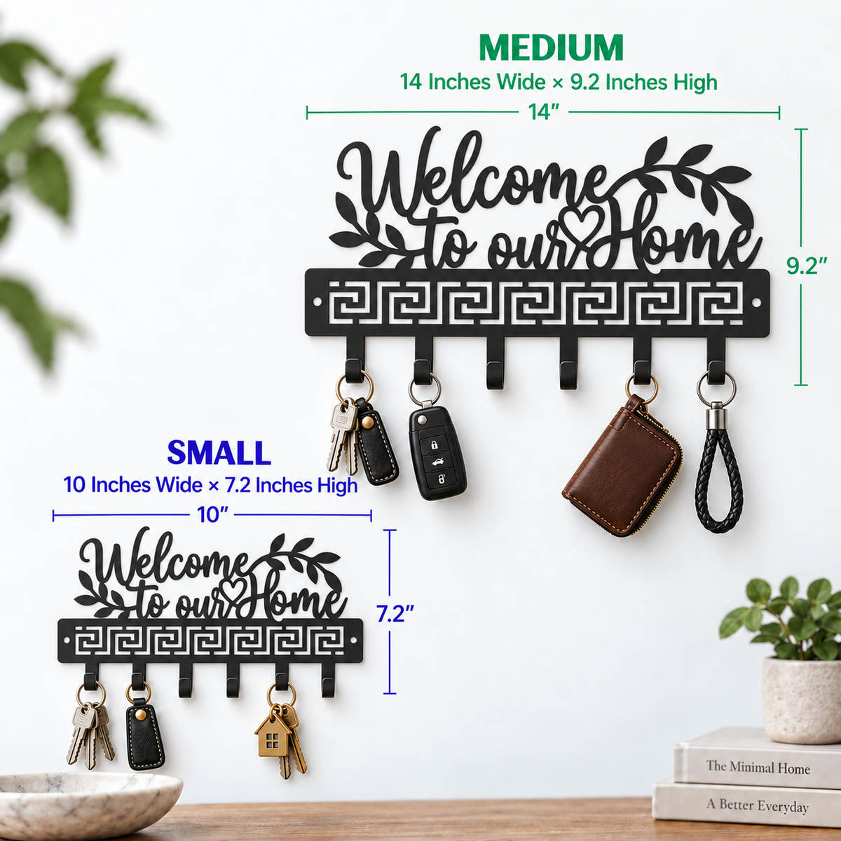 Welcome to Our Home Metal Key Holder – Wall Décor with 6 Hooks